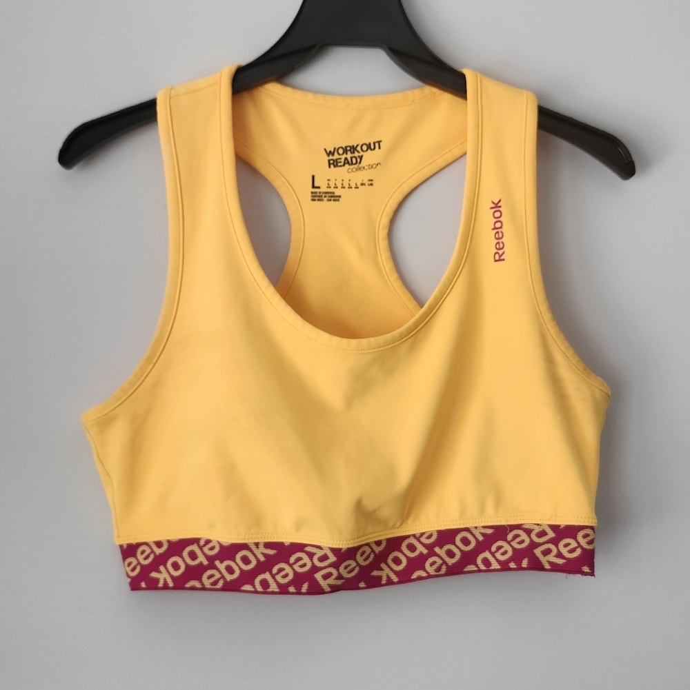Reebok Workout Ready Sports Bra Orange Pink Large